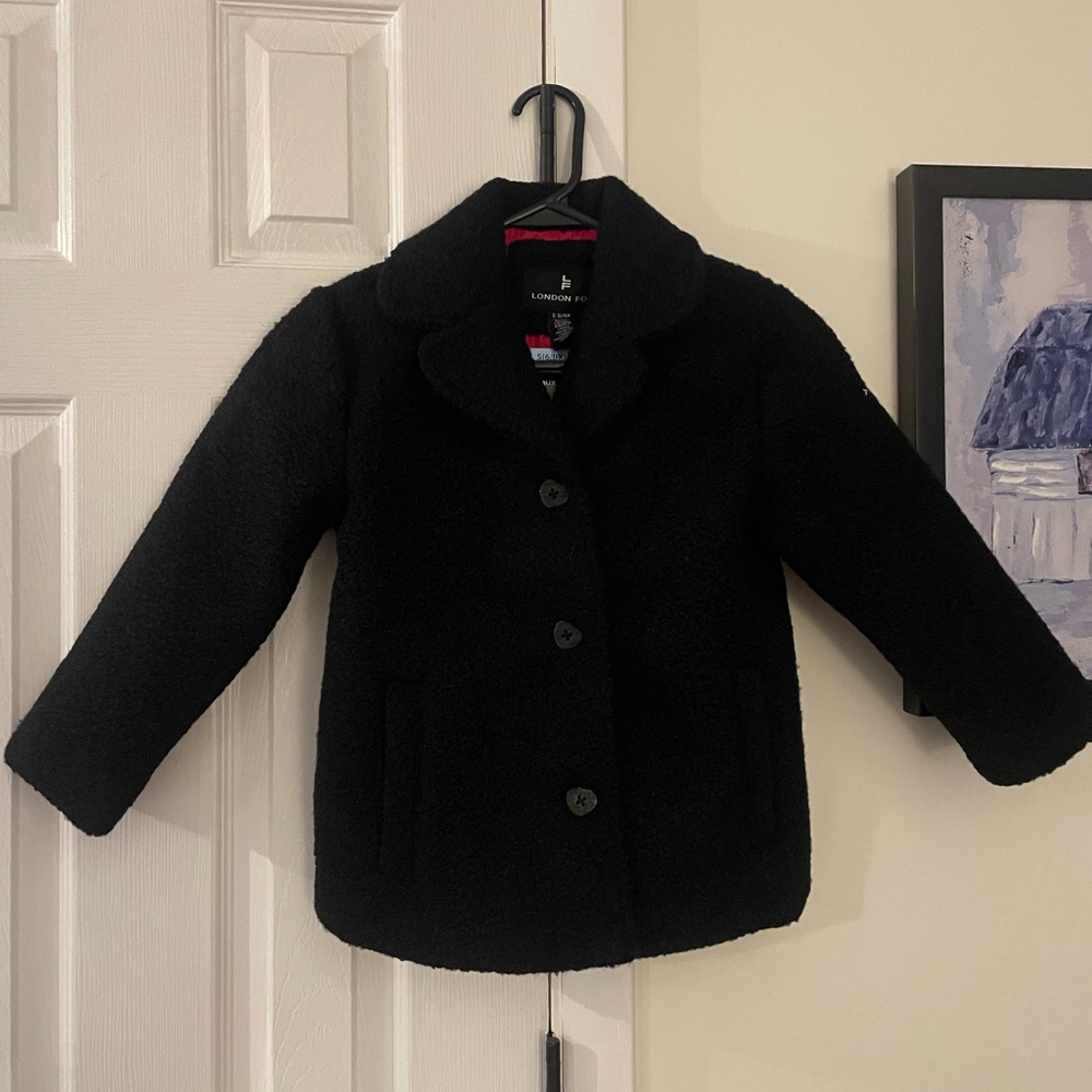 London Fog Black Kids Pea Coat S (6/6X)